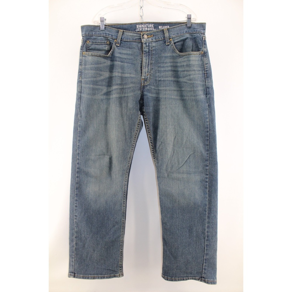 Levi Strauss Signature Men's 39x31 (Tag 36x32) Relaxed‎ Fit Stretch Blue Jeans